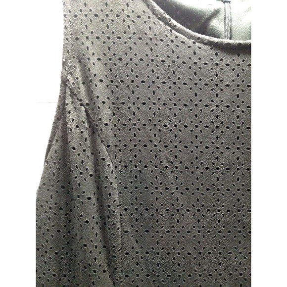 Maurices Size Large Eyelet Fit and Flare Midi Sleeveless Dress Underlay Olive - Picture 2 of 8